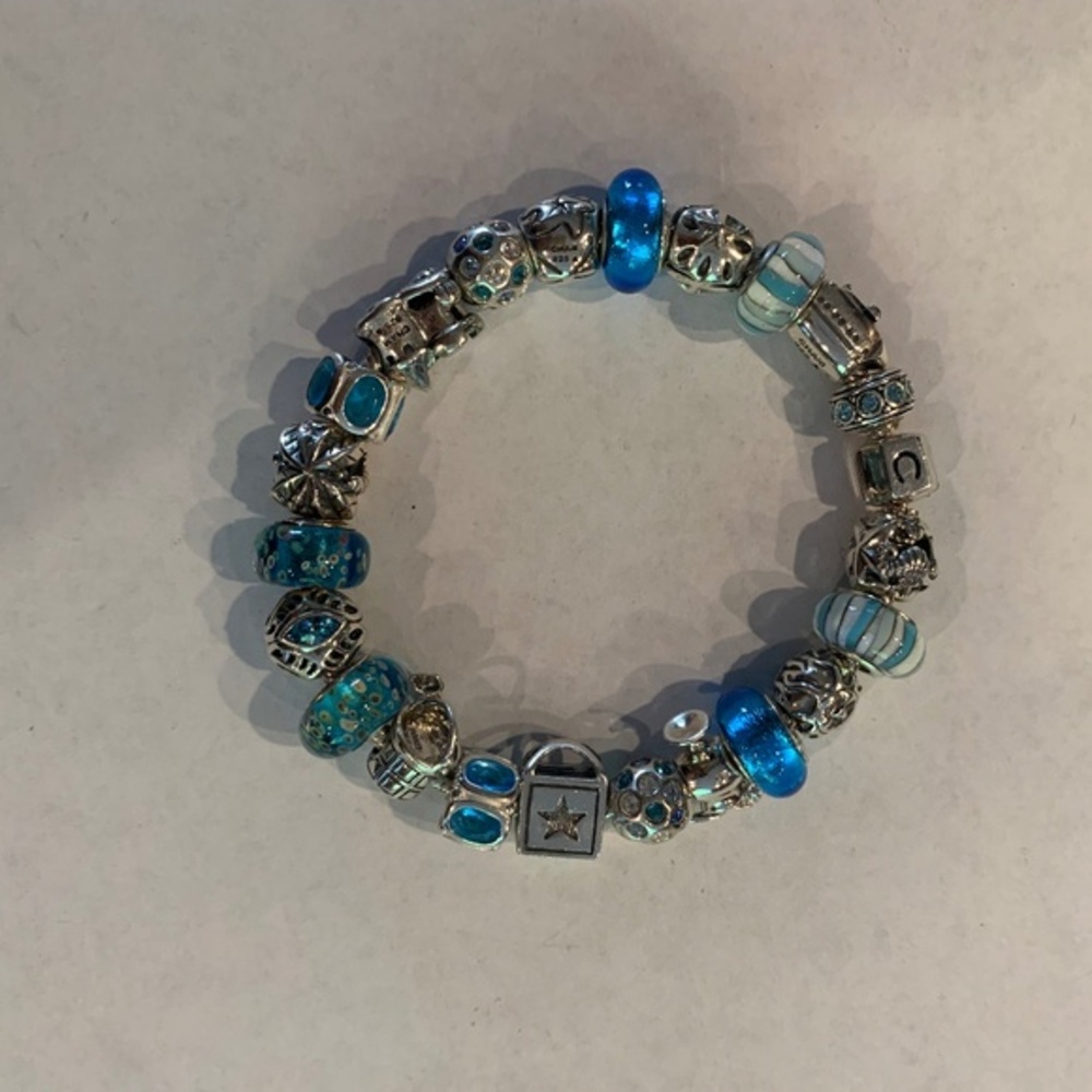 Chamilia 8 inch Silver charm bracelet with 22 charms